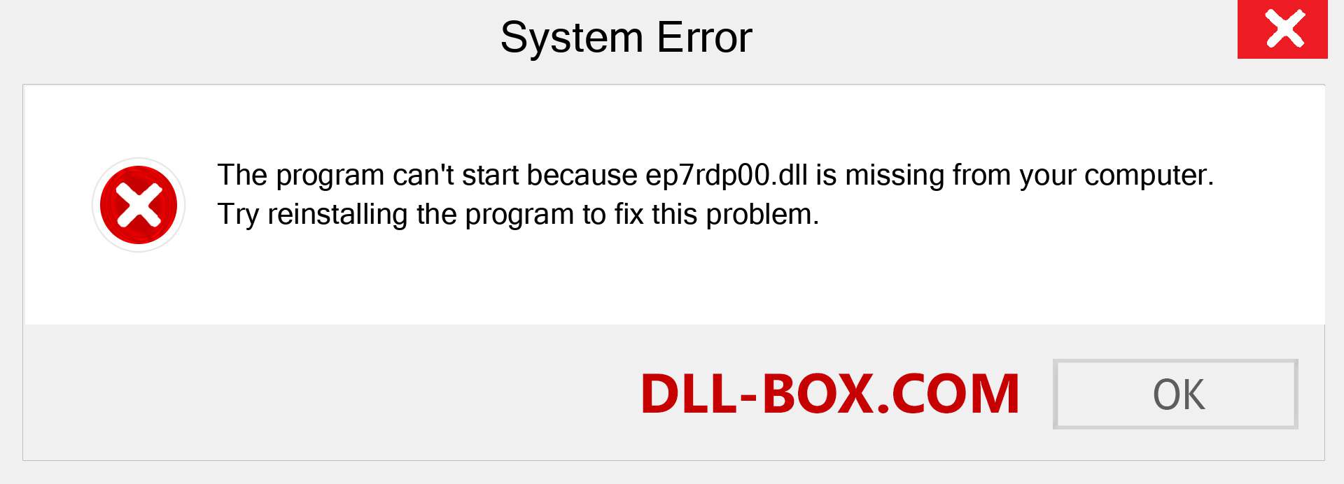  ep7rdp00.dll file is missing?. Download for Windows 7, 8, 10 - Fix  ep7rdp00 dll Missing Error on Windows, photos, images