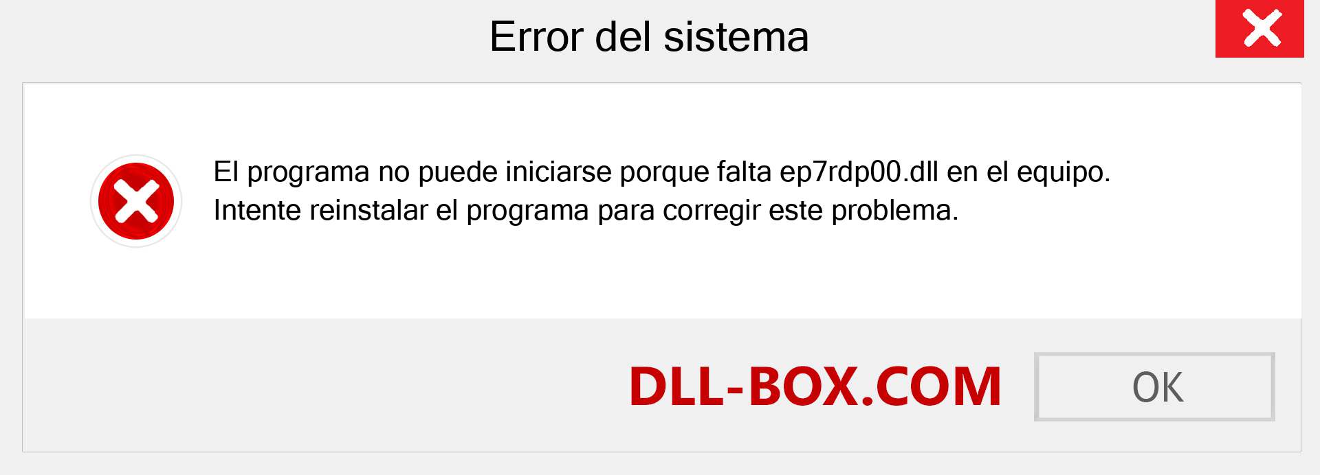 ¿Falta el archivo ep7rdp00.dll ?. Descargar para Windows 7, 8, 10 - Corregir ep7rdp00 dll Missing Error en Windows, fotos, imágenes