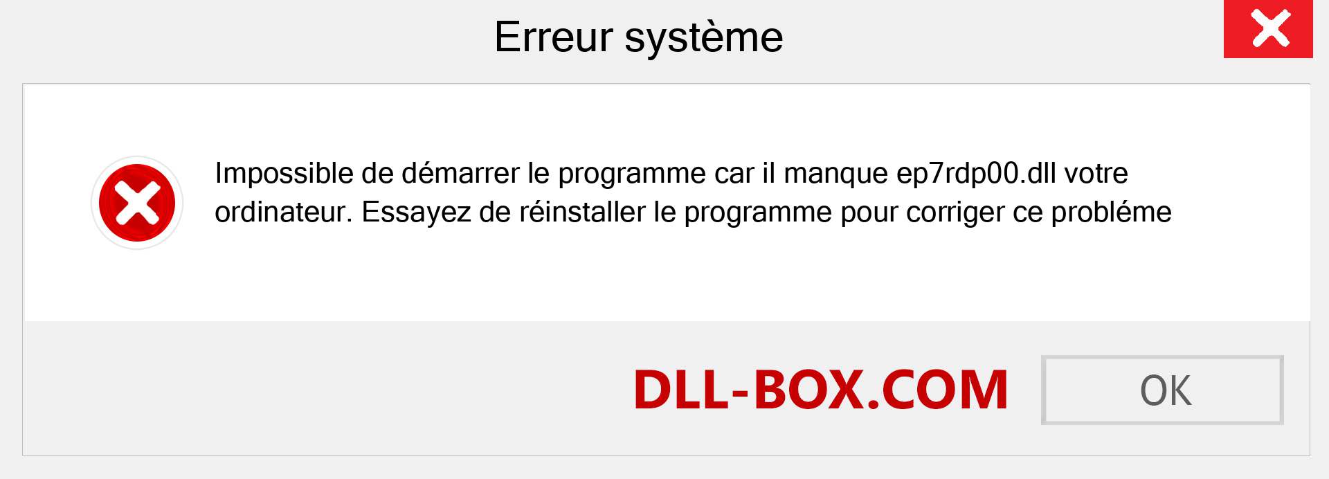 Le fichier ep7rdp00.dll est manquant ?. Télécharger pour Windows 7, 8, 10 - Correction de l'erreur manquante ep7rdp00 dll sur Windows, photos, images